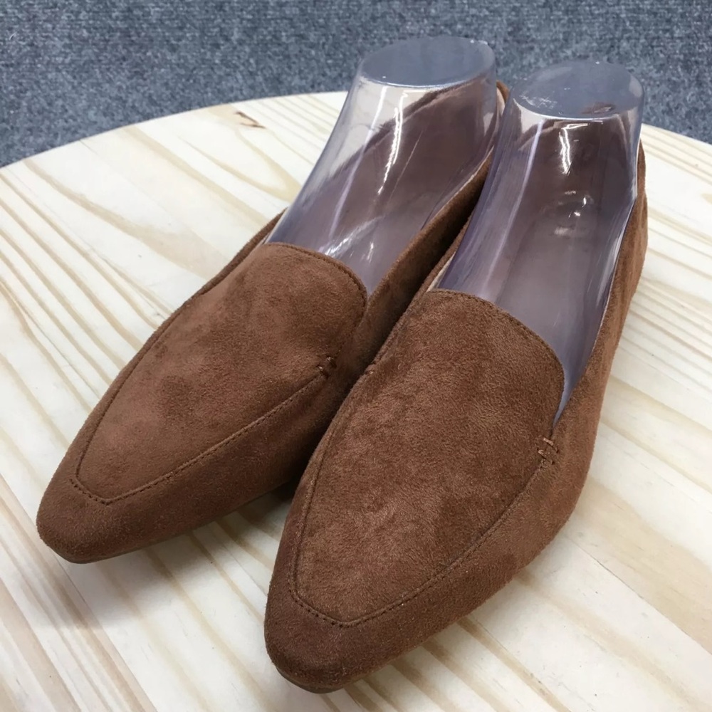 A New Day Shoes Womens 7.5 Pointed Toe Flats Slip On Loafers Brown Faux Suede - Picture 4 of 9